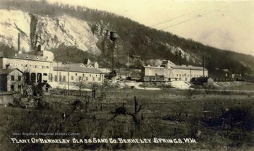 In the early 1900's many small companies began mining silica along Warm Springs Ride, north of Berkeley Springs. One of these companies eventually evolved into the Berkeley Glass Sand Company in 1911. The company lasted until 1927 when it was absorbed into Pennsylvania Glass Sand Company.