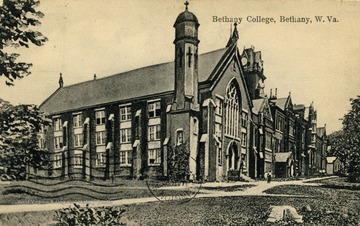 Founded in 1840, Bethany College is the oldest institution of higher learning in West Virginia. See original for correspondence. Published by John R. Elson. (From postcard collection legacy system.)
