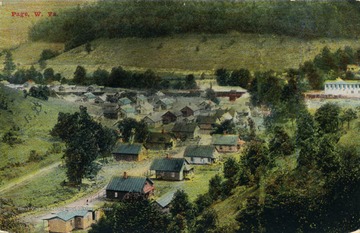 Hand colored depiction of the town. Published by Loup Creek Colliery Co. (From postcard collection legacy system.)