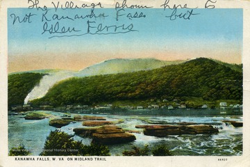 Town on other side of river is Glen Ferris, West Virginia. Published by The S. Spencer Moore Company. (From postcard collection legacy system.)