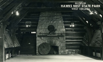 Interior view of Hawk's Nest State Park Museum. (From postcard collection legacy system.)