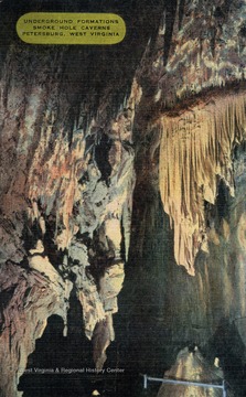 Hand painted scene under Smoke Hole Caverns. (From postcard collection legacy system.)