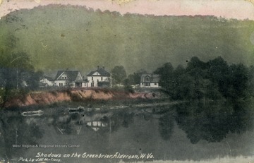 View of the Greenbrier from the river. See original for correspondence. Published by J.W. McClung. (From postcard collection legacy system.)
