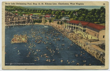 Published by The A. W. Smith News Agency. See original for correspondence and further information about the Rock Lake swimming pool provided by the postcard. (From postcard collection legacy system.)