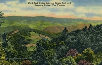 Caption on back of postcard reads: "Just a typical landscape scene of beautiful West Virginia." Published by Grafton Souvenir. (From postcard collection legacy system.)