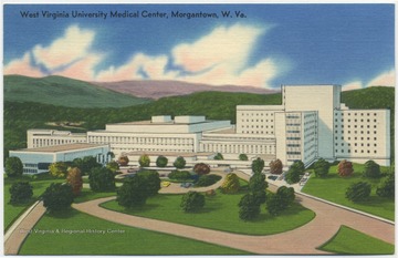 Postcard reads, "Containing more than 3,400 rooms with facilities for 4-year courses in medicine, dentistry, nursing and pharmacy." Published by Photo Crafters, Inc. (From postcard collection legacy system--subject.)