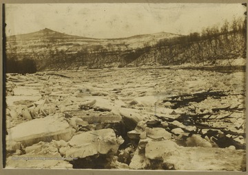 Scene of the river coated by ice.