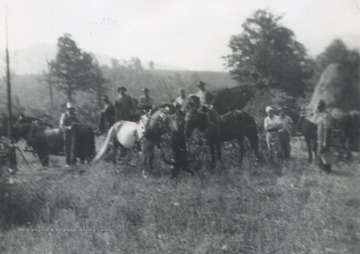 Workers and their horses pictured on the farm on Barksdale Mountain.