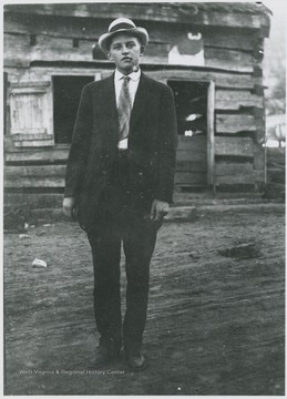 Keller pictured at the old John Cooke Cabin. 