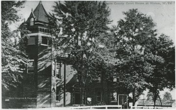 View of the court house and grounds. Original postmarked June 25, 1910.