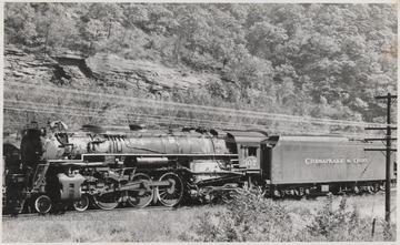 Engine No. 307 pictured pulling "Chesapeake & Ohio" cars.