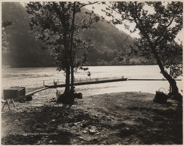 Photograph of the dock located near Bull Falls in the Bluestone Reservoir.
