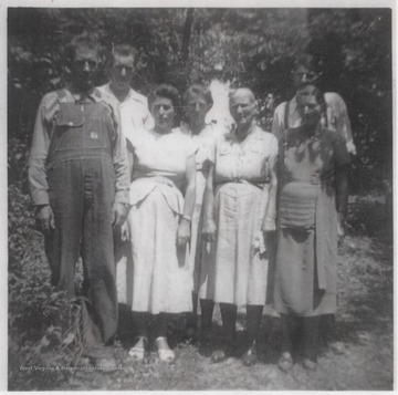 Pictured from left to right in front row is Oris Cook; Delva Lyons; Sally Pettry; and Mary Etta Cook. In the back row is Jack Cook; Grace Pettry Meador; and Matt Cook. 