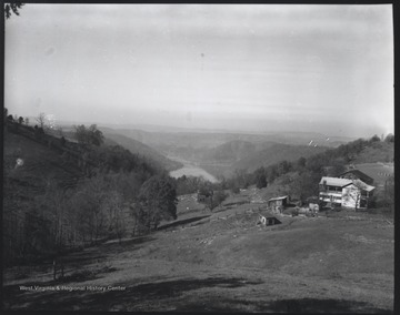 Bluestone Reservoir and Bluestone Bridge pictured in the background. The farm house is pictured on the right. 