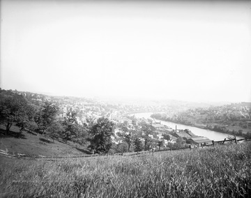 Photograph showing view of Monongahela River, Westover and Morgantown, W. Va.