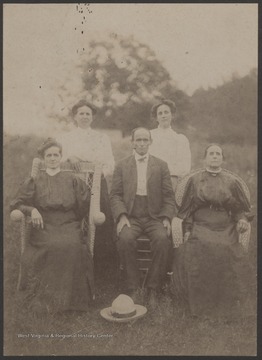 Portraits of the family that was displaced by the Bluestone Reservoir Dam Project.From left to right is Virginia "Jenny" Harvey, Lennie Harvey Keatley, Mat Harvey, Jim Harvey, and Sallie Harvey.Harvey Falls lies within the Forest Hill District.