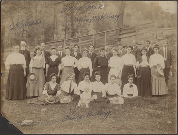 Professor Keadle is the older gentleman on the far left.In the first row, third from the left, is Laura Pauley.Emma Ryan is pictured standing, fourth from left in the second row.In the third row, fourth from left, is Wesley McKinney.Other subjects unidentified.