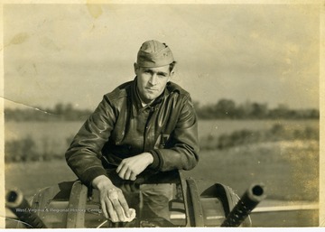 Technical Sergeant Kingsley Spitzer, crew member of the B-17 Flying Fortress "Situation Normal," poses for a photo during World War II. Spitzer, born in Hardy County, W. Va., was top gunner and aerial engineer on Flying Fortress "Situation Normal."  