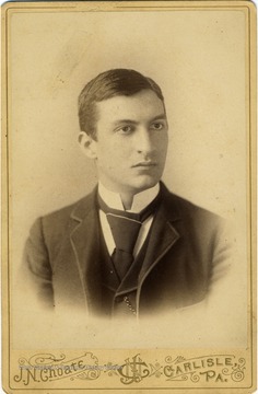 Portrait of Frank McDaniel, possibly a resident of Keyser, W. Va., taken in Carlisle, Pa. from a photograph album of late nineteenth century images featuring residents from Keyser, W. Va. 
