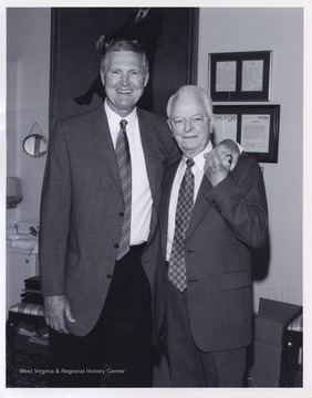 West, left, and Byrd, right, pose together at an unidentified location. Byrd served as a U.S. Senator from 1959 to 2010.
