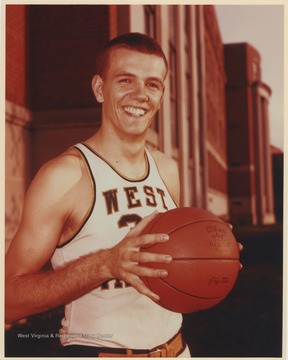 Portrait of Marty Lentz, West Virginia University basketball player from 1963-1965.