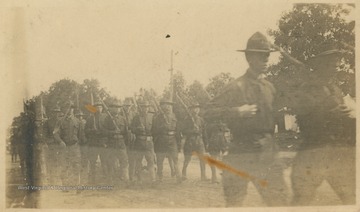 West Virginia National Guard members marching during drills in Parkersburg, W. Va.