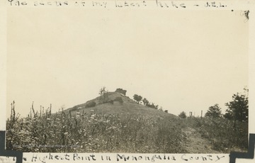 "View of Dorsey's Knob Morgantown, W. Va. You can see for miles from this point and a wonderful view of the city of Morgantown, W. Va. and the surrounding country."