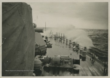 View from the battleship's deck during the voyage. 