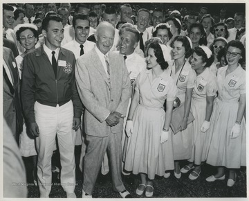This picture was likely taken when West Virginia representatives visited Washington D.C. for the 31st National 4-H Conference, likely in April 1961.