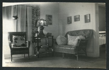 Sitting area inside Nitro house No. 29 in Nitro, W. Va. Room shown in picture is another view of the living roomThis was one of the 1,724 "pre-cut" houses Minter Homes Corporation built in Nitro.The design of the layout was named the "Five-Room Executives Residence"