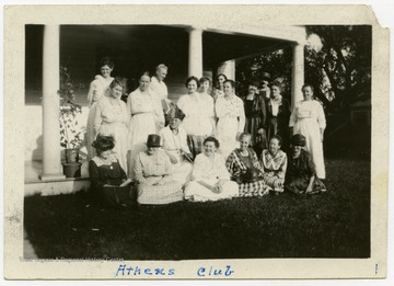 Group photo of the Athens Club.  Members included Mrs. Shumate and Mrs. Brown.