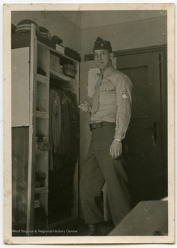 Melvin H. Kimble in his quarters in Germany.