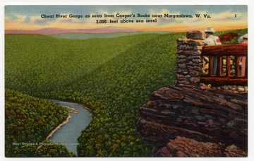 "Cheat River Gorge as seen from Cooper's Rocks near Morgantown, W. Va. 2,000 feet above sea level."