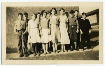 Students at the Randall School pose for a group photograph. Pictured are Charles Dallacroce, Sally Friend, Mary Fanti, Pearl Shaffer, Dorothy Mayor, Emrys Jones, John Bronisel, Glenn Logan, John McMahon, James Friend, Jessie Gamble, and Elmer Markley.