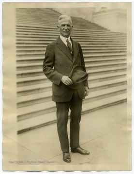 Text on back reads, "Washington: Photo shows the former Senator from West Virginia, Howard Sutherland, who today was appointed Alien Property Custodian. Mr. Sutherland, who is a Republican, supplants Frederick C. Hicks of New York, who died here several days ago. The new custodian served two terms in the House of Representatives and one term in the Senate."