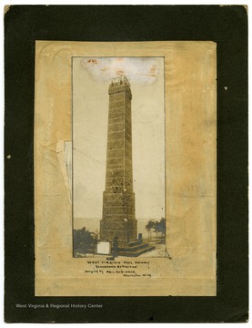 This column of coal was designed by Neil Robinson of Charleston, W. Va. for the 1907 Jamestown Ter-centennial Exhibition, held in Norfolk, Virginia. 