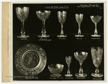 A sampling of glassware from the Seneca Glass Company's Line No. 1936 - Cut 779.