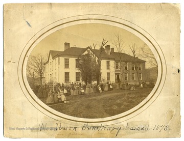 Students outside the Woodburn Seminary, a school for girls in Morgantown, W. Va. 