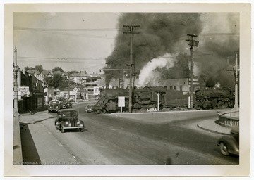 Caption reads: "West Pike Street, US 50 looking East at intersection with US 19 (Milford Street) and B and O Railroad Crossing."