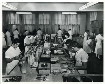 Female students in class at Oglebay Hall. The hall was renovated in 1952.