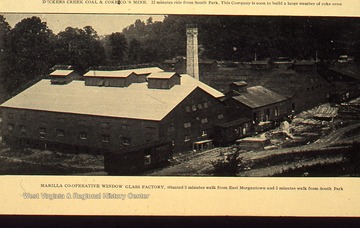 Taken in 1900(?). Marilla Cooperative Window Glass Factory.