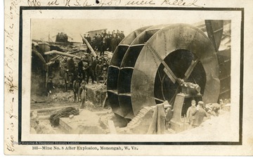 A postcard of Monongah Mine No.8 after the recent explosion.