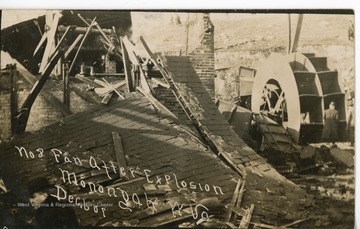 A postcard of the fan at Monongah Mine No.8 after the recent explosion.