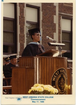 Pictures of the 1996 Commencement speech at West Virginia State College.