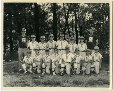 A photo of the I.O.O.F Little League baseball team.